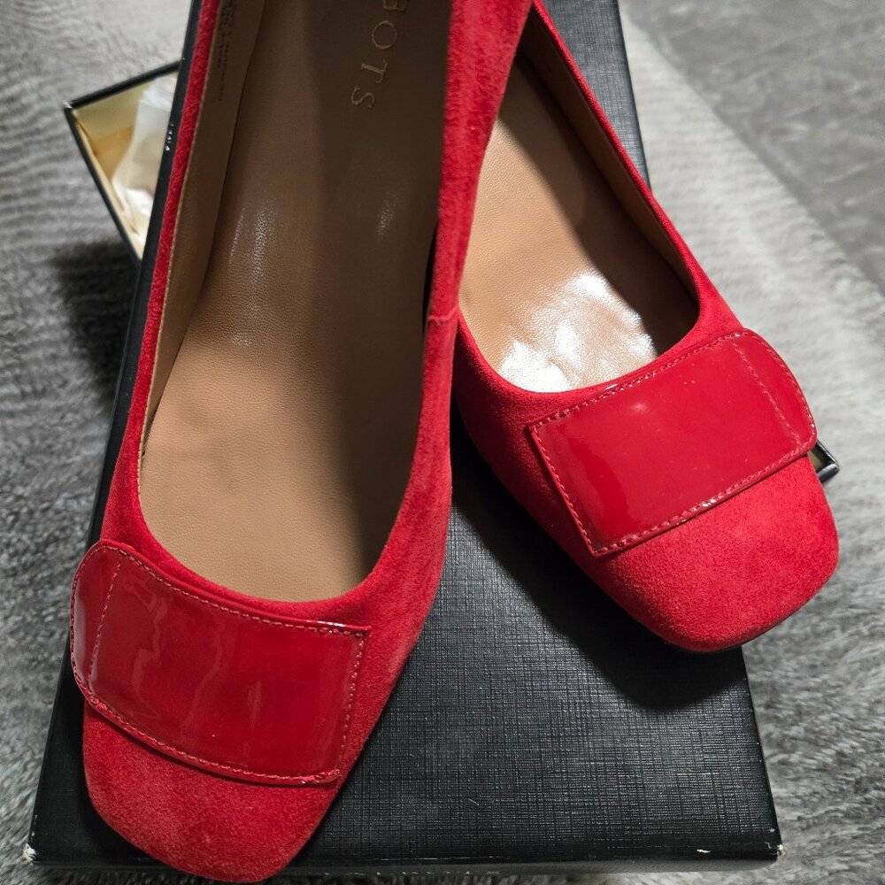 red dress shoes, comfortable, worn onc